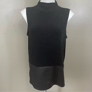 Traveler's by Chico's women’s small Mock Neck tank Top career faux leather hem
